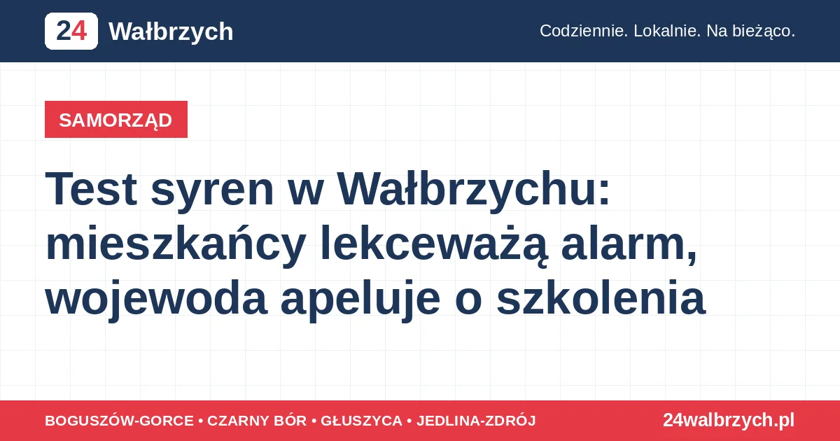 Test syren w Wałbrzychu: mieszkańcy lekceważą alarm, wojewoda apeluje o szkolenia